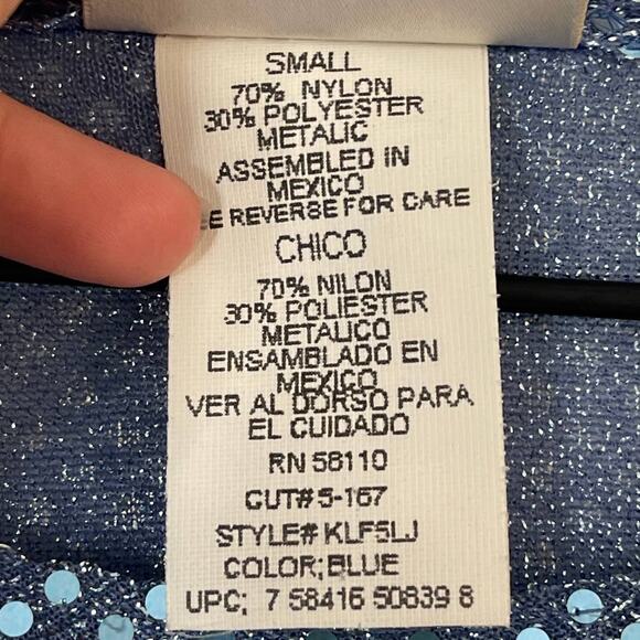 Kathie Lee Vintage Blue Sequin Short Sleeve Top Size Small 80s Party Shimmer - Picture 5 of 5